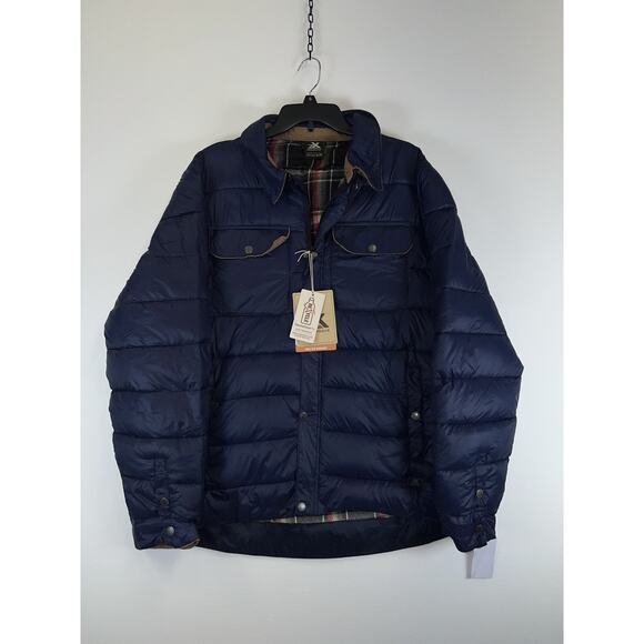 ZeroXposur Quilted Jacket Mens XL Navy Blue Plaid Lined Puffer Snap Front Coat - Picture 1 of 7
